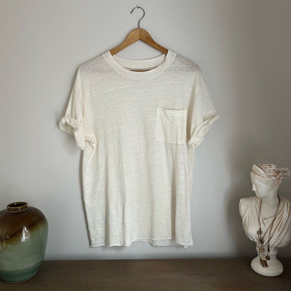 NSF Linen Slub Tee with Pocket - Cream T-shirt
